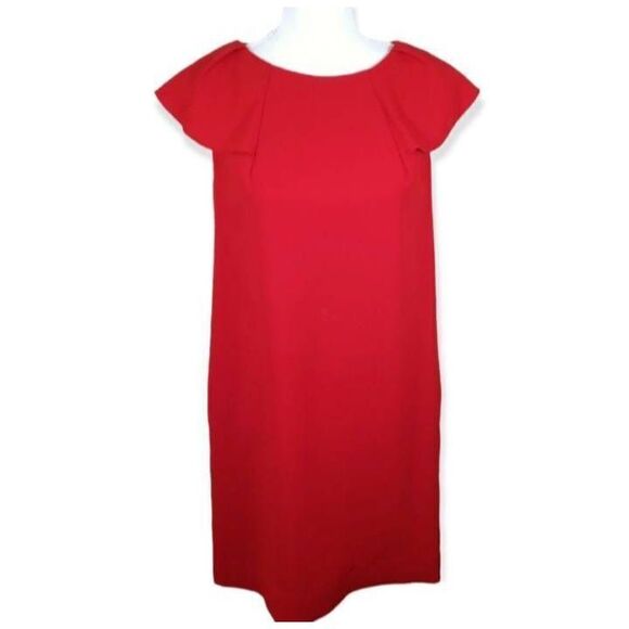 BANANA REPUBLIC RED FLUTTER SLEEVE SHIFT DRESS SZ.2 EUC. - Picture 1 of 6